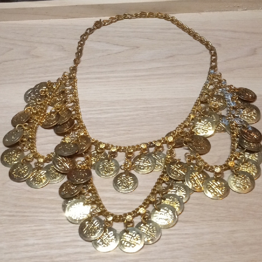 Gold Coin Statement Necklace
